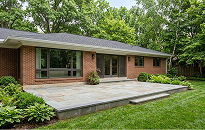img-slider 01 Single-story brick house with wooden deck patio